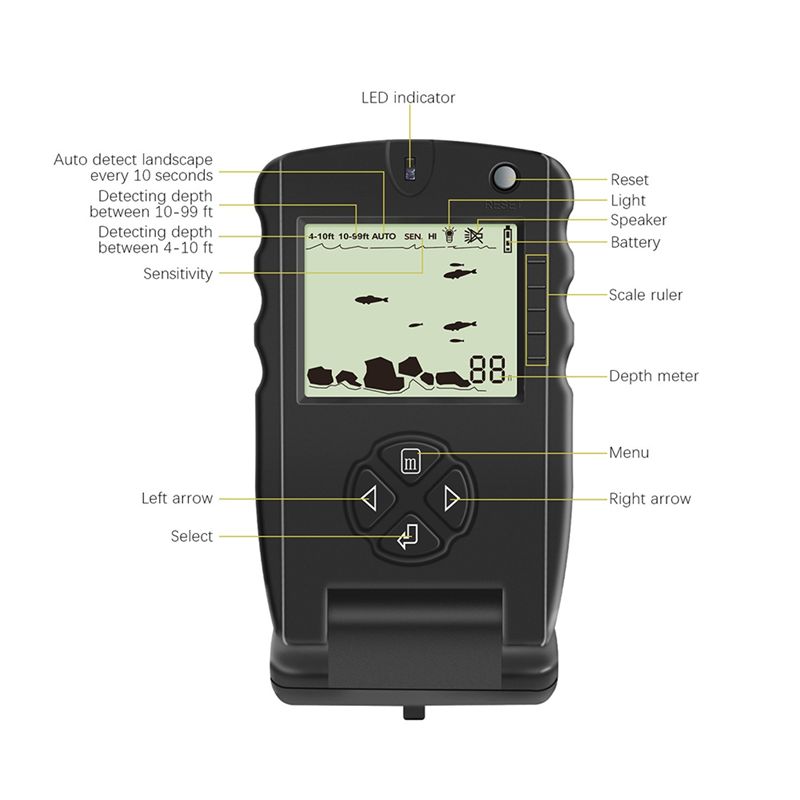 새로운 휴대용 어군탐지기, 알람 트랜스듀서가 있는 얼음 - Fish Finder Portable 리뷰 및 가격